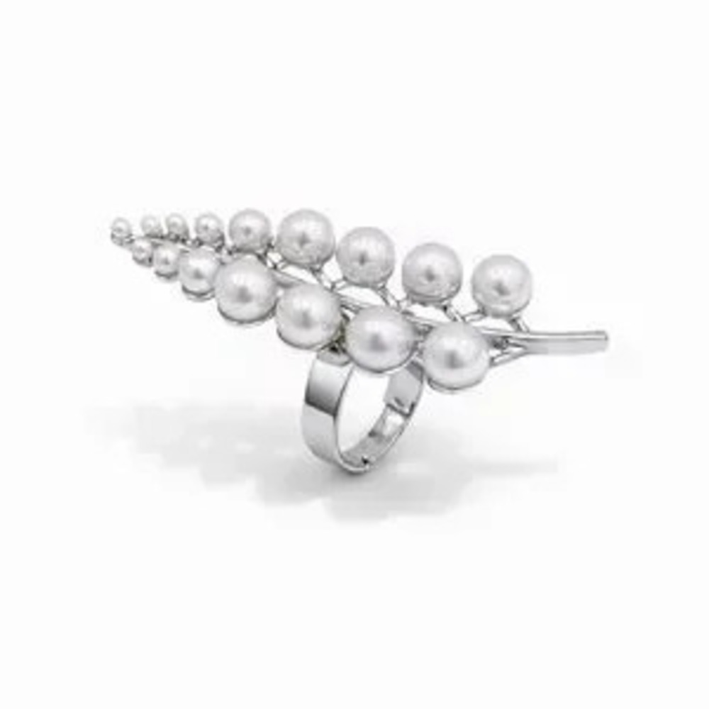 Floral Silver Pearl Ring